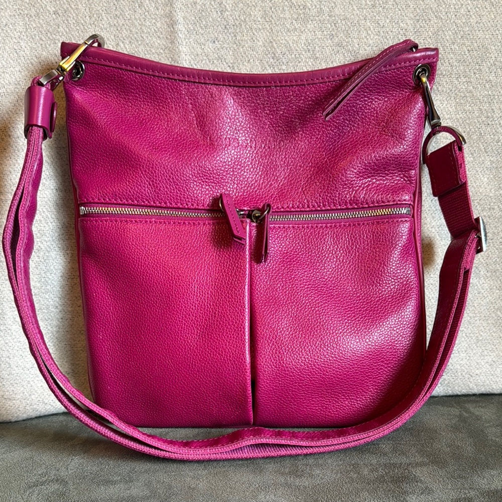 LONGCHAMP Fuchsia Leather Shoulder Bag